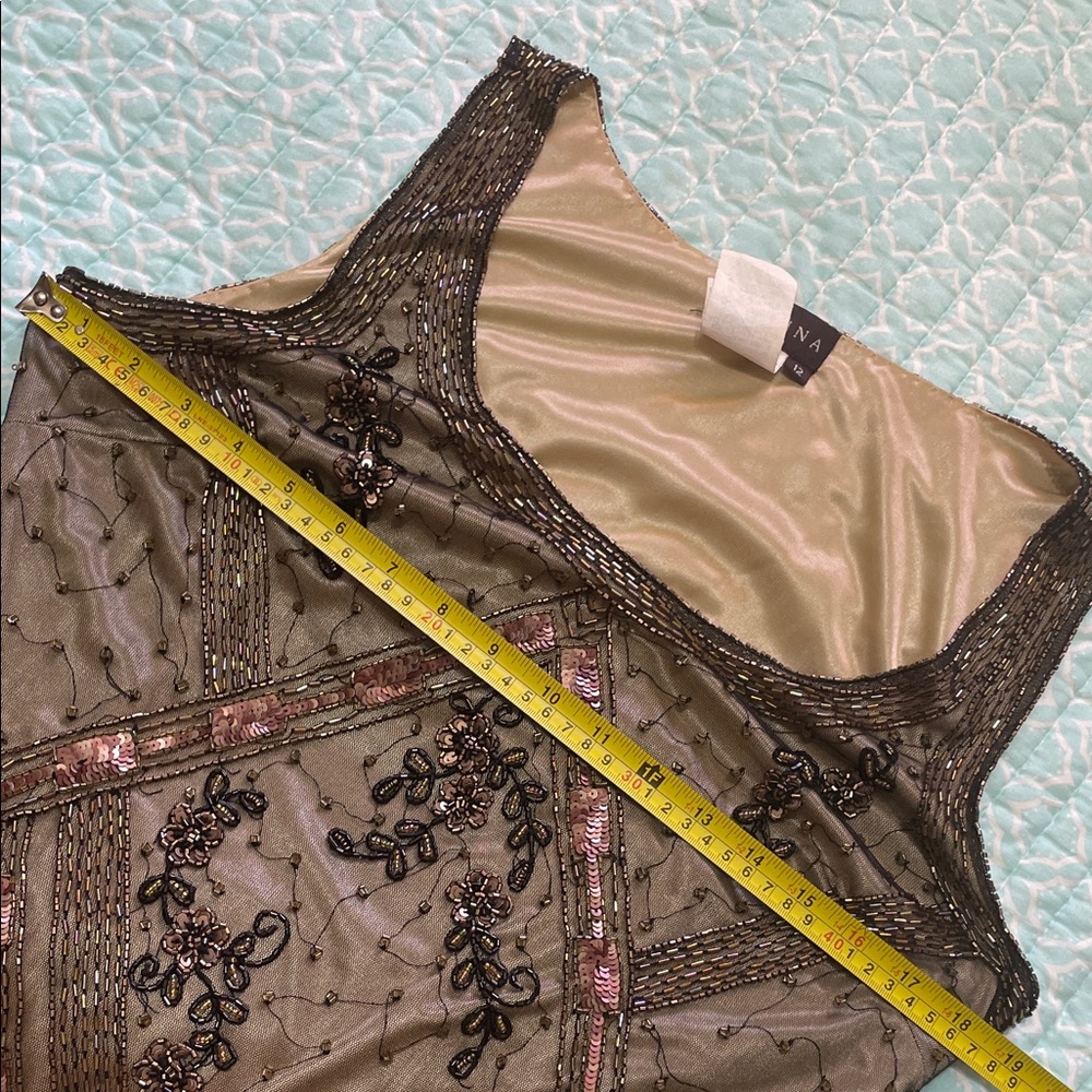 Sheer mesh drop waist beaded, and sequin dress. - Picture 5 of 8